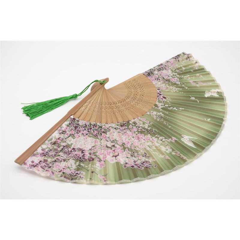 OMyTea "Sakura Chinese/Japanese Women Hand Held Silk Folding Fans with