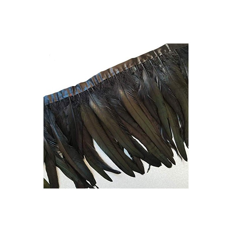 Sowder 1 Yard Black Rooster Feather Fringe Trim 25-30cm Wide