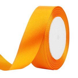 25 Yard Orange Wired Satin Ribbon Roll, 1 Inch Fabric Ribbon for Craft Bows Rose Bouquet, Holiday Gift Wrapping, Party Decoration