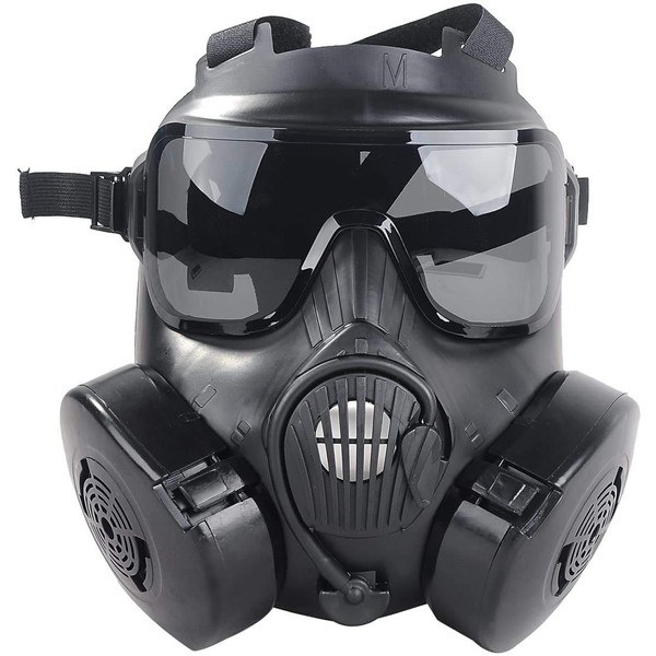 M50 Airsoft Protective Gas Mask Tactical, Full Face Eye Protection Goggles Dummy Toxic Skull Gas Mask with Filter Fans for BB Gun Game Cosplay Halloween Masquerade Costume Props, No Anti-Gas Function