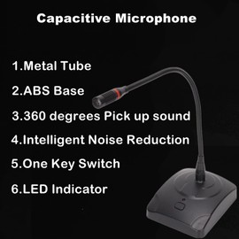 Wired Desktop Microphone,Omnidirectional Condenser Microphone,360 Adjustable Gooseneck,with XLR to 6.35mm Cable,for Conference/Web Speech/Broadcast Recording,etc.