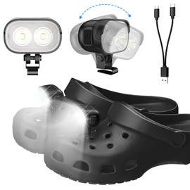 COSOOS Original 2 Rechargeable Headlights for Croc Charms,Rechargeable Flashlight Attachment for Croc Accessory Kids Boy Girl Women Men Sandal,Clip on Clog Headlamp Shoe Decoration Charm for Croc