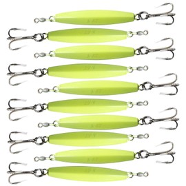 Fish WOW! 10pcs 4oz Diamond Jig Glow jigs with a Treble Hook - Glow in The Dark