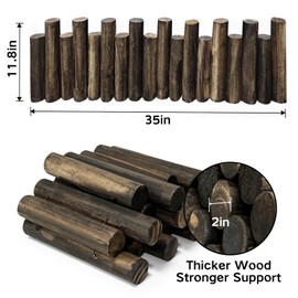 Wood Garden Edging, Natural Wooden Solid Log Fence Border Decorative for Flower Bed Barriers and Landscape Fencing, 11.8 in H x 3.0 ft L, 1.9 in Diameter (4PACK)