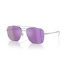 Emporio Armani Men's EA2150 Aviator Sunglasses, Shiny Silver/Grey Mirrored Violet,