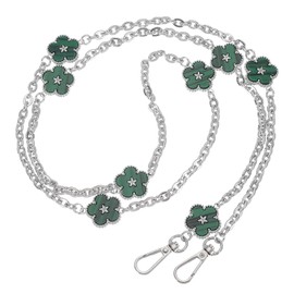 PATIKIL Metal Chain Phone Lanyard, 3Pcs 1.2 Inch Anti Theft Crossbody Phone Strap with Detachable Tether Tabs Flower Lanyard Leash for Women Pants Wallets, Green