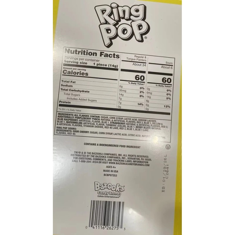 Ring Pop 4 PACK - Ring Pop Kosher Bulk Candy