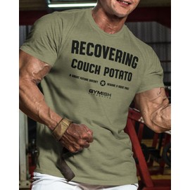 Gym Shirts Men – Motivational Mens T Shirt Workout Lifting Shirt - Funny T-Shirt (15. Recovering Green)