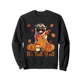 Pug Fall Scarf Dogs Autumn Leaves Pumpkin Spice Sweatshirt