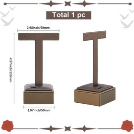 SOFPLATE T Bar Earring Stands Single Earring Display Coconut Brown PU Imitation Leather Jewellery Retail Small Hanging Towers Holder Organizer Set for Jewellery Online Store Show Tradeshow Photography
