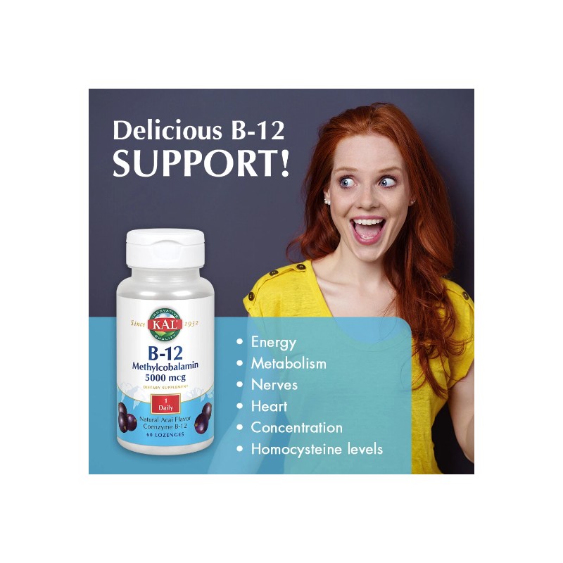 Kal 5000 Mcg B-12 Acai Berry Methylcobalamin, 60 Count