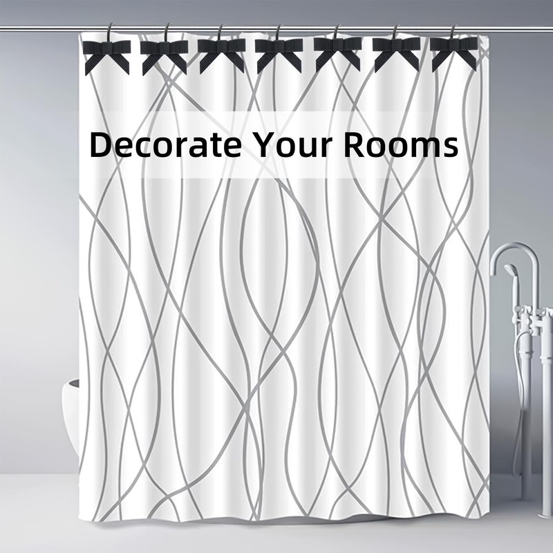 Decorative Shower Curtain Hooks, Luxury Bowknot Shower Curtain Rings, Modern