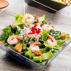 Clear Square X-Small Salad Bowls - 32 oz. (1 Count) - Versatile Serving Bowls for Salads, Fruits & Desserts, Perfect for Parties & Events