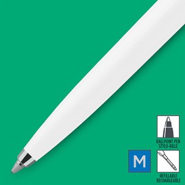 PARKER Jotter Original ballpoint pen, white and steel color, Line M 1.0 mm, blue ink.