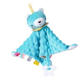 Baby Comforters Newborn Baby Sensory Gifts, Baby Blanket Sleeping Security Toy with Taggies Soft Sweet Lovey for Baby (Happy Bear)