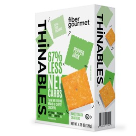 Fiber Gourmet Pepper Jack Thinables Baked Cheese Crackers – Low Calorie, High Fiber Snack – 6g Net Carbs, 70 Calories, 13g Fiber, 5g Protein – Kosher, Made in USA with Real Cheese - 4.25 oz