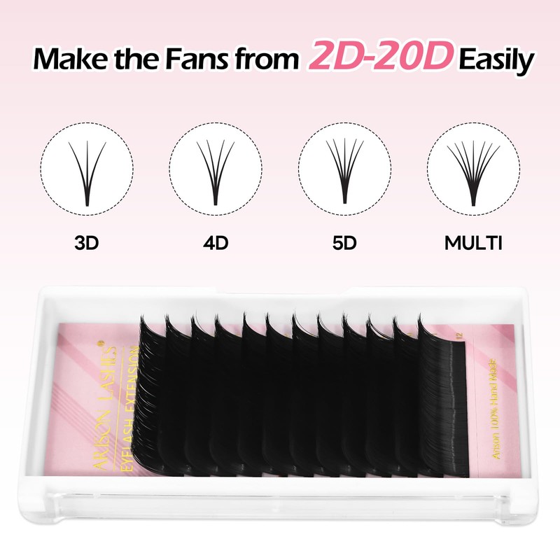 Arison Lashes Easy Fan Lashes, 0.05 D Curl, 10 mm