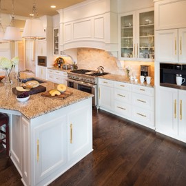 GTKHAAPPY Cabinet Handles Gold Drawer Pulls and Knobs Black Knurled Hardware for Kitchen Bathroom Dresser Furniture Cupboard Door (12, Gold-3 3/4 Inch)