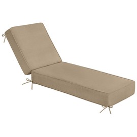 Sundale Outdoor Olefin Chaise Lounge Cushion, Water-Resistant Patio Lounge Chair Cushion, Thick Lounger Pad with 8 Straps Khaki, 80 x 26 x 6 Inches