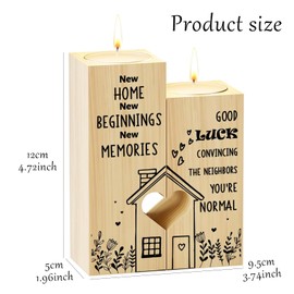 Guyode Einzugsgeschenke Wohnung Kerzenhalter Holz, Geschenk zum Einzu, Viel Glück im Neuen Zuhause Herz Kerzen Deko, Decor für Beste Freundin Kollegen Schwestern Coole Geschenkideen