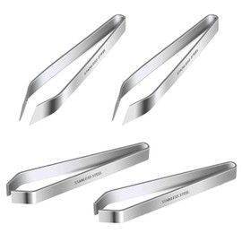 4Pcs Fish Bone Tweezers Set, Professional Stainless Steel Kitchen, Fish Bone Remover, Cookingfor Salmon and Trout, Flat and Slant Styles, Durable and Anti-Slip.