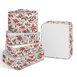 MOFELON Packing Cubes for Suitcase, 5PCS Travel Packing Cubes, Luggage Packing Organizers, Suitcase Organiser bags,Travel Essential Bag Clothes Storage Bags Includes 1 XL, 1 L, 2 M, 1 S- Leaves