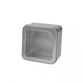 Square transparent tin case hair band bobby pin cotton swab Pentry box 2 square transparent tin case-medium 5ea