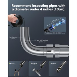 Borescope Inspection Camera with Light, Industrial Endoscope Camera with 4.3” HD Screen, Waterproof Digital Snake Camera, Semi-Rigid Cable Bore Scope for Home Pipe, Engine, Inside Wall, Duct (33 FT)