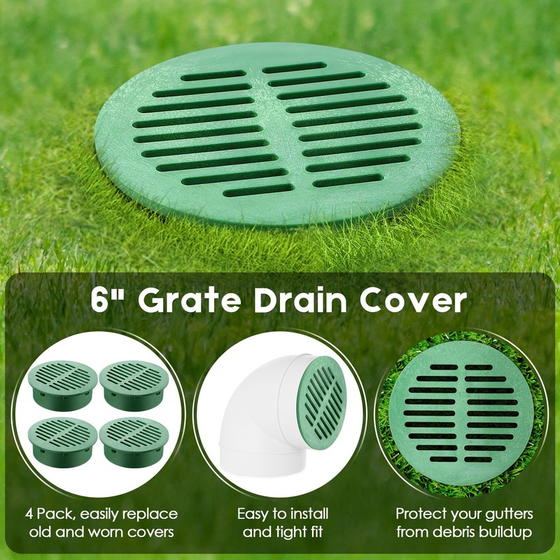 Meonum 4 Pack 6 in Round Drain Grate Covers, for