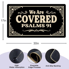 Oujilidemat We are Covered Psalm 91 Custom Doormat Funny Front Door Mat, Cute Welcome Mat, Non-Slip Indoor & Outdoor, 17x30 Inches, Non-Slip Rubber Mat, Farmhouse Style Kitchen Rug