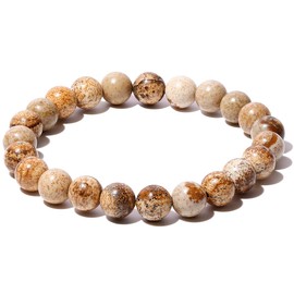 Jewboo Semi-Precious Gemstones and Crystals Beaded Bracelets Round Beads Bracelets for Women 8mm Stretch Unisex (Picture Stone)