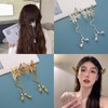 4 Pcs Butterfly Hair Clips Metal Moving Tassel Rhinestone Pearl