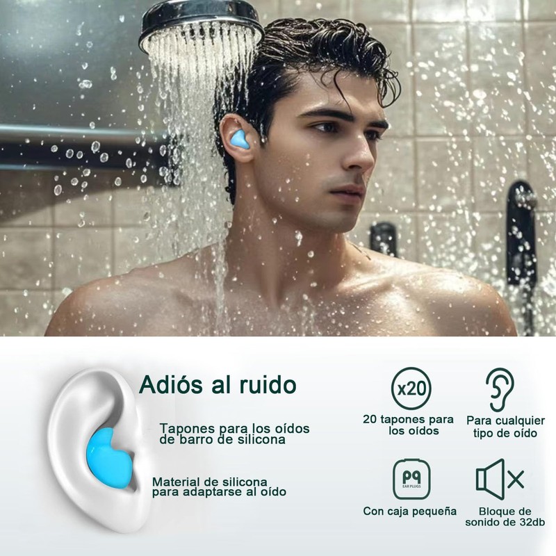 Tapones Silicona Reutilizables, Pack 20 Tapones Oídos Dormir 32 dB