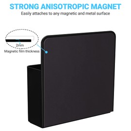 Tofun 2 Packs Black Magnetic Marker Holder for Whiteboards/Fridge/Refrigerator/School Locker, Dry Erase Whiteboard Marker Holder,Magnetic Pen Holder Organizer Mount with Anisotropic Magnet Pad