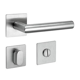New Orleans Q Handle Set | 3 mm Magnetic Flat Rosette | Fixed Bearing | V2A Stainless Steel Matt | WC/Bathroom