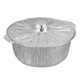 Foil Lux 3.5 Quart Pans And Lids, 100 Disposable Pots With Lids - Oven-Ready, Stove Compatible, Aluminum Foil Baking Pans, Freezable, For Outdoor Camping, Vacation, Picnic, And More - Restaurantware
