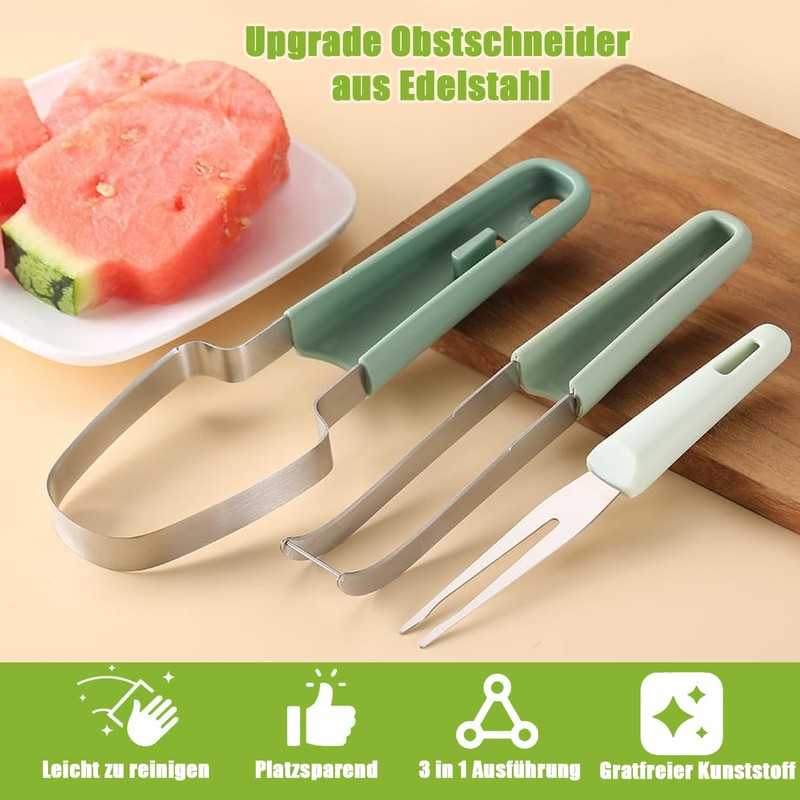 Norhogo 3-in-1 Watermelon Fork Cutter, Watermelon Cutter with Melon Cutter