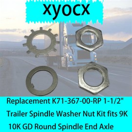 xyocx Replacement K71-367-00-RP 1-1/2" Trailer Spindle Washer Nut Kit fits 9K 10K GD Round Spindle End Axle