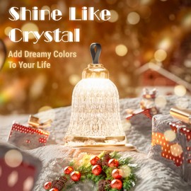KOSTA Crystal Bell Table Lamp Rechargeable Crystal Lamp Christmas Bell Light for Decor Home Bedroom Kitchen Office Living Room Birthday Gift Lights for Bedroom/Party/Kids Room