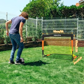 Happy Jump Portable Soccer Goal 4x3ft Pop up Soccer Net for Backyard Training, 1 Pack, Orange