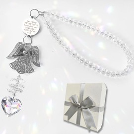 Guardian Angel for Car Mirror Hanging Gift, Never Drive Faster Than Your Guardian Angel Can Fly Car Charm Crystal Suncatcher, Rear View Mirror Hanging Accessories