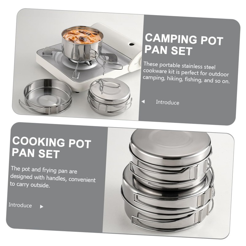 Mipcase 1 Set Outdoor Camping Cookware Portable Stainless Steel Kitchen