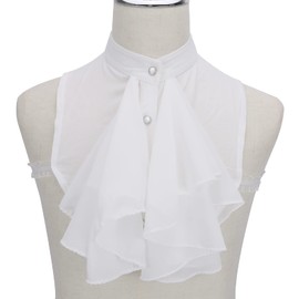 MYAYD Chiffon Retro Renaissance Palace Fake Collar Suit Decorative Detachable Neck Ruffle Collars Victorian Accessories for Men (Long, White)