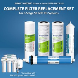 APEC Water Reverse Osmosis Filter Replacement Set, 5-Stage RO System Filters, 50 GPD, For Essence Series ROES-50 Under Sink System