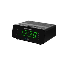 Emerson CKS1900 SmartSet Dual Alarm Clock Radio with AM/FM Digital Tuning, Auto Time Setting, 20 Presets, Jade Green LED Display, Snooze, Sleep Timer & Battery Backup