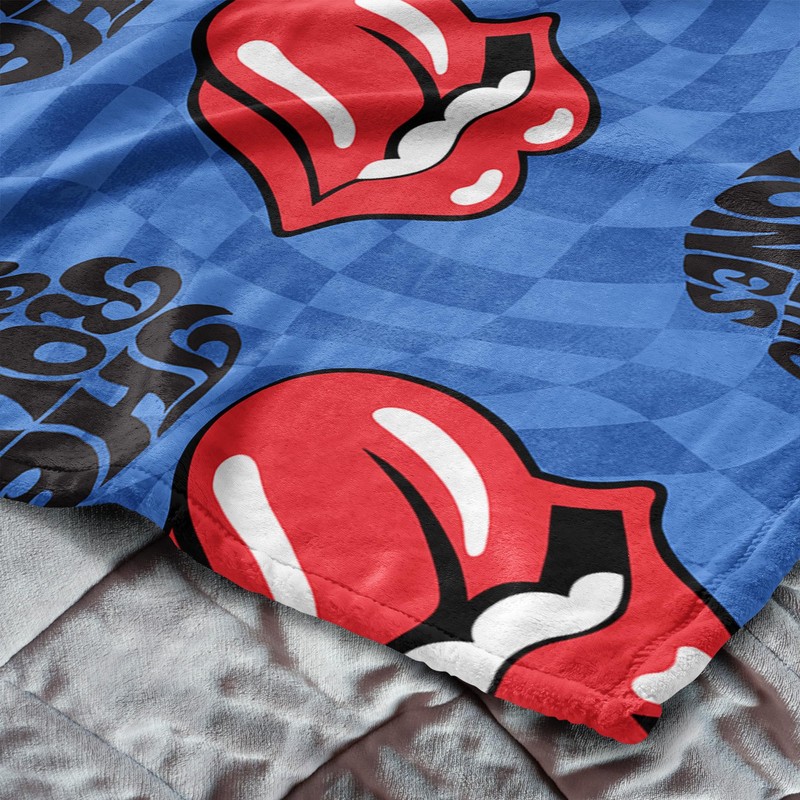 Northwest The Rolling Stones Psychedelic Check Throw Blanket, Oversized Rock