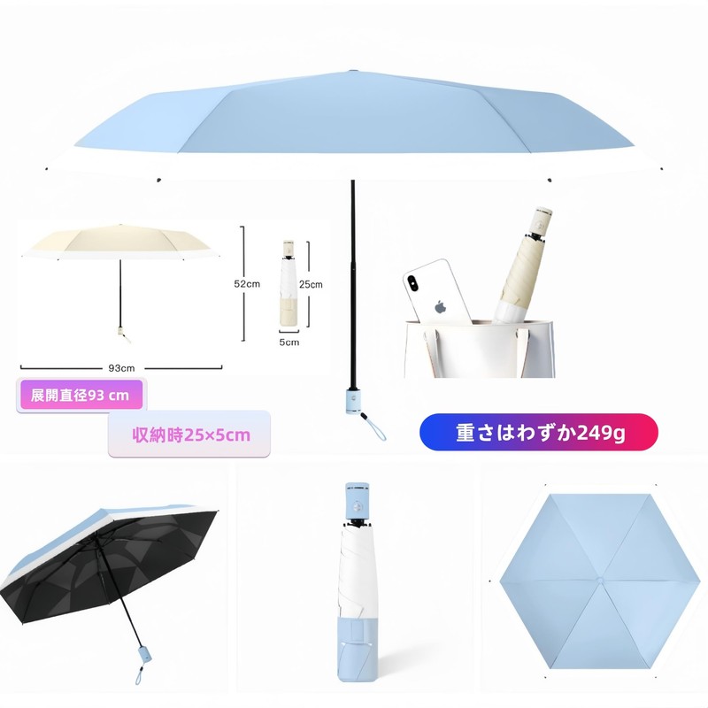 AnberKK Parasol, Memory Shape, Foldable, Ultra Lightweight, Auto Open and