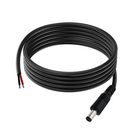 3.3FT DC Pigtail Cable 5.5mmx2.1mm Male 12V/24V Barrel Connector Maintenance Power Cord 16AWG for CCTV Security Camera LED Strip Solar Panel 2pcs