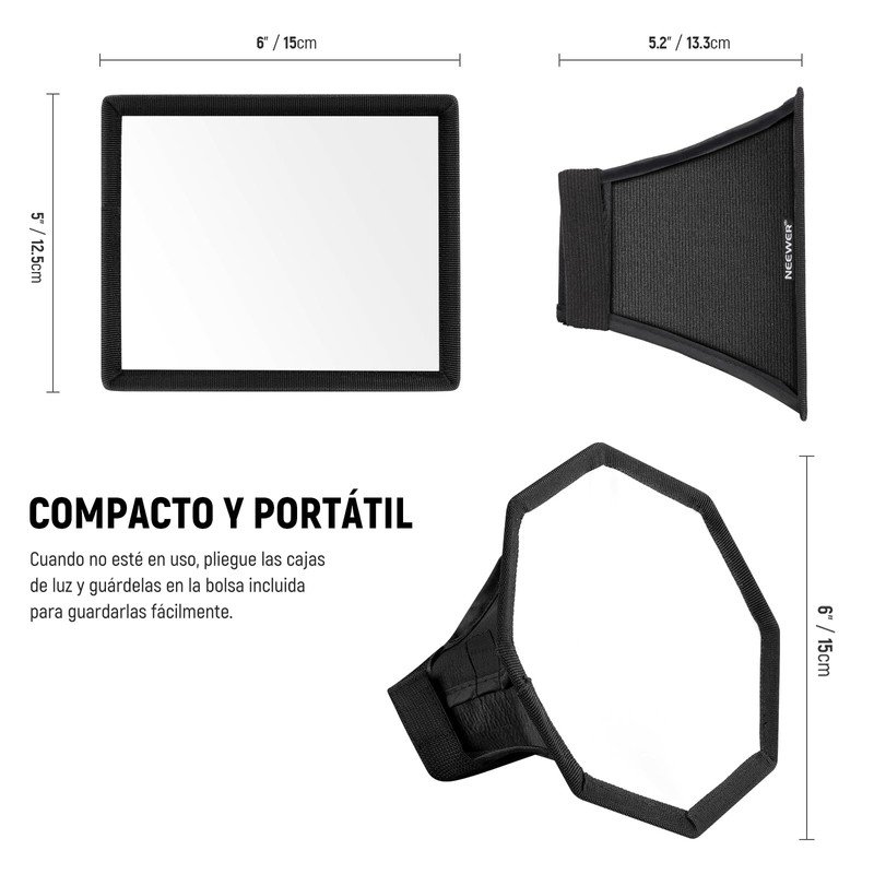 NEEWER Difusor de Flash Actualizado Speedlight Softbox Plegable 2 Pack,