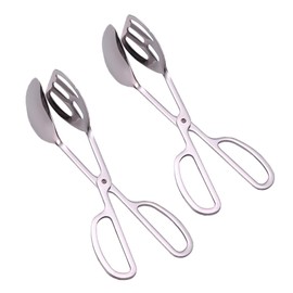 2 Pack Food Tongs, Stainless Steel Kitchen Tongs Salad Tongs 10 Inch Serving Tongs Bread Tongs for Cooking, Barbecue, Pastry, Sandwich, Ice, Buffet Party Catering(Silver)